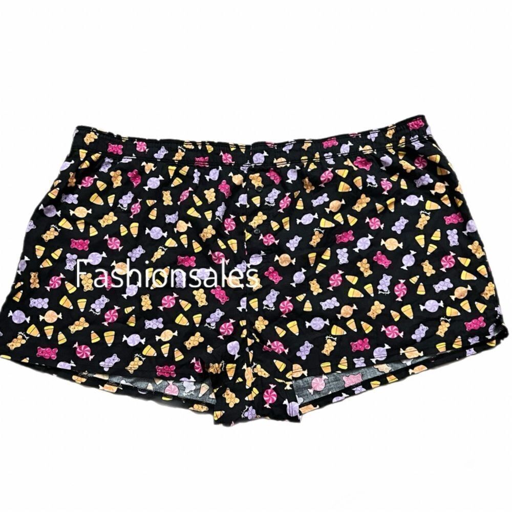 Victoria’s Secret Pink sleepwear Flannel pajama shorts Candy  allover black